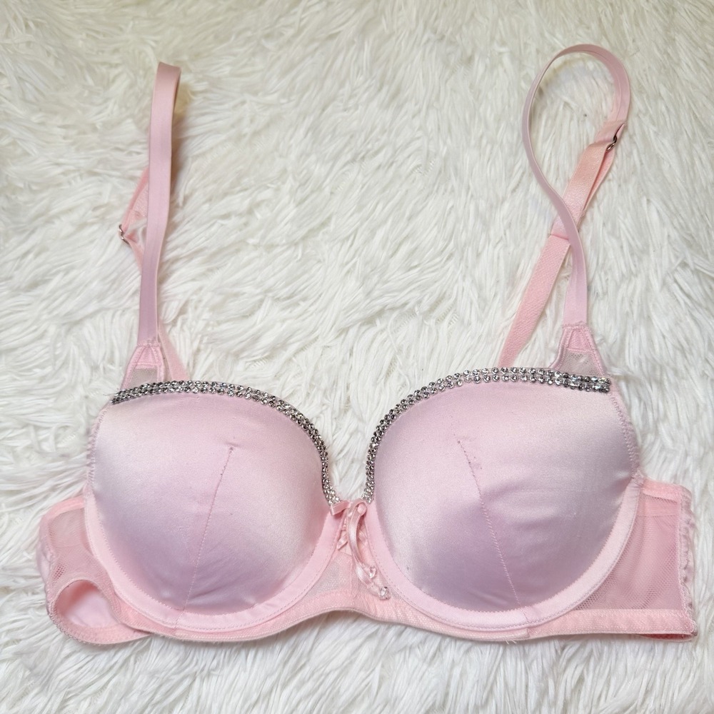 Victoria's Secret Very Sexy Pink Rhinestone Balconette Bra 32B Y2K